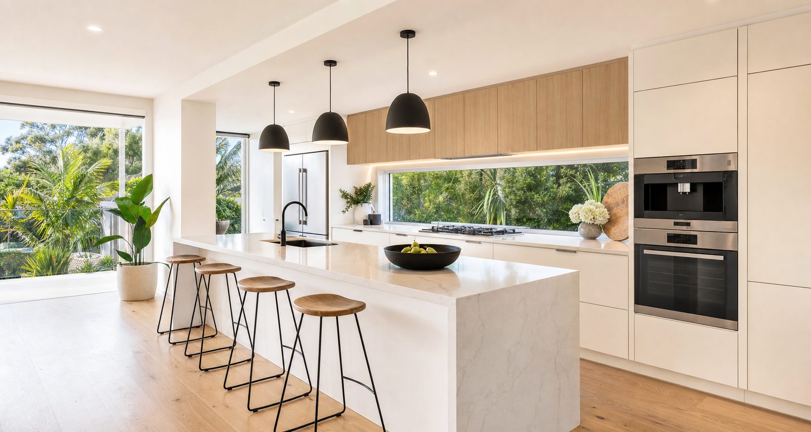 Renovated modern Canberra kitchen with stone benchtop